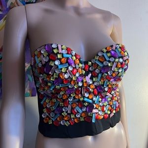 Womens multicolored stoned corset M
